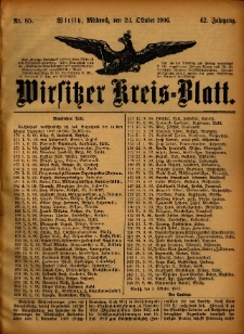 Wirsitzer Kreis-Blatt: herausgegeben vom Königlichen Landraths-Amte 1906.10.24 Jg.62 Nr85