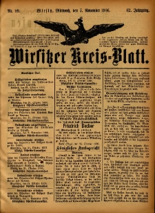 Wirsitzer Kreis-Blatt: herausgegeben vom Königlichen Landraths-Amte 1906.11.07 Jg.62 Nr89