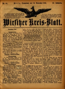 Wirsitzer Kreis-Blatt: herausgegeben vom Königlichen Landraths-Amte 1906.11.10 Jg.62 Nr90