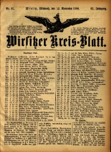 Wirsitzer Kreis-Blatt: herausgegeben vom Königlichen Landraths-Amte 1906.11.14 Jg.62 Nr91