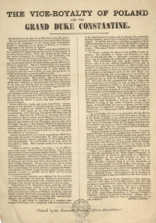 The Vice-Royalty of Poland and the Grand Duke Constantine