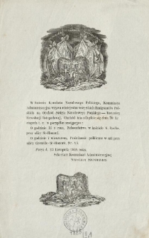 [Zawiadomienie Inc.:] "W imieniu Komitetu Narodowego Polskiego, Kommissya Administracyjna wzywa ..."