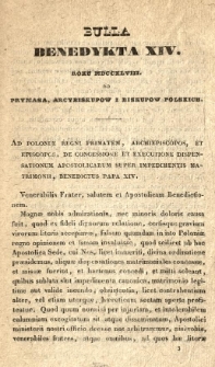 Bulla Benedykta XIV roku 1748 do prymasa, arcybiskupów i biskupów polskich