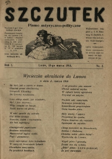 Szczutek : pismo satyryczno-polityczne. 1918.03.15 R.1 Nr2