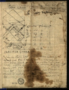 Prognosis Genthlialogica Cuiusdam illustris Nati A[nno] D[omini] 1653 d[ie] 20 febru[arii] hora 1 merid[ie] correcta (..) 57 [ostatni wyraz lub liczba odczyt niepewny]" / Mathia Radomicki Castellanidi Calisien[si]