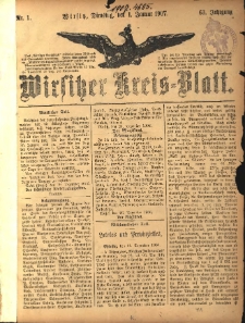 Wirsitzer Kreis-Blatt: herausgegeben vom Königlichen Landraths-Amte 1907.01.01 Jg.63 Nr1