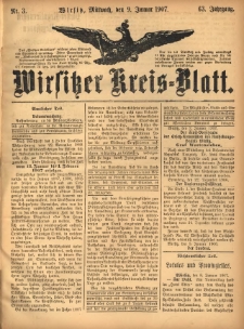 Wirsitzer Kreis-Blatt: herausgegeben vom Königlichen Landraths-Amte 1907.01.09 Jg.63 Nr3