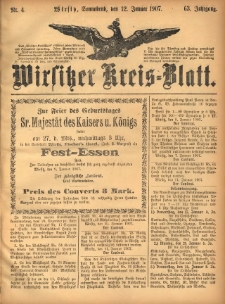 Wirsitzer Kreis-Blatt: herausgegeben vom Königlichen Landraths-Amte 1907.01.12 Jg.63 Nr4