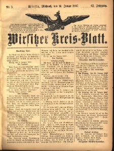 Wirsitzer Kreis-Blatt: herausgegeben vom Königlichen Landraths-Amte 1907.01.16 Jg.63 Nr5