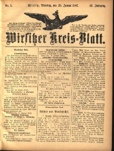 Wirsitzer Kreis-Blatt: herausgegeben vom Königlichen Landraths-Amte 1907.01.23 Jg.63 Nr7