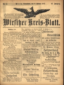 Wirsitzer Kreis-Blatt: herausgegeben vom Königlichen Landraths-Amte 1907.02.09 Jg.63 Nr12
