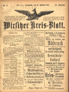 Wirsitzer Kreis-Blatt: herausgegeben vom Königlichen Landraths-Amte 1907.02.16 Jg.63 Nr14