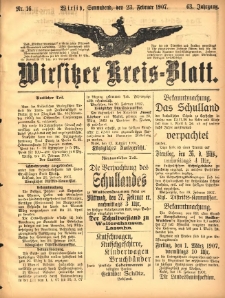 Wirsitzer Kreis-Blatt: herausgegeben vom Königlichen Landraths-Amte 1907.02.23 Jg.63 Nr16