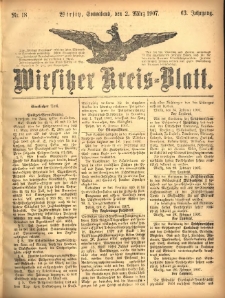 Wirsitzer Kreis-Blatt: herausgegeben vom Königlichen Landraths-Amte 1907.03.02 Jg.63 Nr18