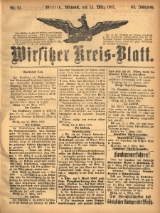 Wirsitzer Kreis-Blatt: herausgegeben vom Königlichen Landraths-Amte 1907.03.13 Jg.63 Nr21