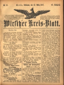 Wirsitzer Kreis-Blatt: herausgegeben vom Königlichen Landraths-Amte 1907.03.27 Jg.63 Nr25