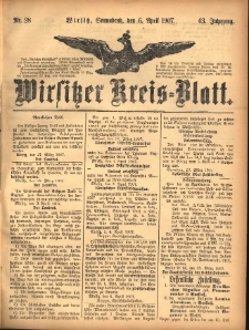 Wirsitzer Kreis-Blatt: herausgegeben vom Königlichen Landraths-Amte 1907.04.06 Jg.63 Nr28