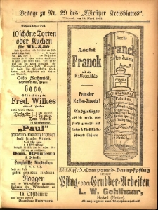 Beilage zu Nr.29 des „Wirsitzer Kreisblattes” 1907.04.10