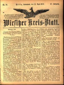 Wirsitzer Kreis-Blatt: herausgegeben vom Königlichen Landraths-Amte 1907.04.13 Jg.63 Nr30