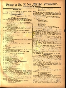 Beilage zu Nr.30 des „Wirsitzer Kreisblattes” 1907.04.13