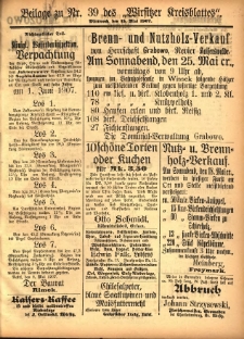 Beilage zu Nr.39 des „Wirsitzer Kreisblattes” 1907.05.15