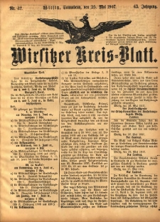 Wirsitzer Kreis-Blatt: herausgegeben vom Königlichen Landraths-Amte 1907.05.25 Jg.63 Nr42