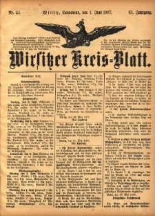 Wirsitzer Kreis-Blatt: herausgegeben vom Königlichen Landraths-Amte 1907.06.01 Jg.63 Nr44
