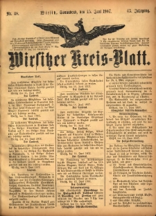 Wirsitzer Kreis-Blatt: herausgegeben vom Königlichen Landraths-Amte 1907.06.15 Jg.63 Nr48