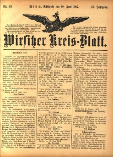 Wirsitzer Kreis-Blatt: herausgegeben vom Königlichen Landraths-Amte 1907.06.19 Jg.63 Nr49