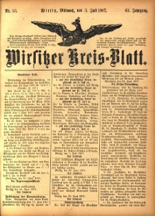 Wirsitzer Kreis-Blatt: herausgegeben vom Königlichen Landraths-Amte 1907.07.03 Jg.63 Nr53