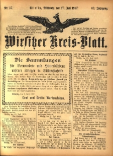 Wirsitzer Kreis-Blatt: herausgegeben vom Königlichen Landraths-Amte 1907.07.17 Jg.63 Nr57