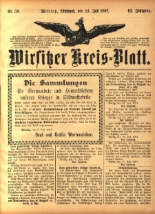 Wirsitzer Kreis-Blatt: herausgegeben vom Königlichen Landraths-Amte 1907.07.24 Jg.63 Nr59