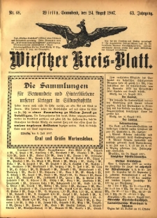 Wirsitzer Kreis-Blatt: herausgegeben vom Königlichen Landraths-Amte 1907.08.24 Jg.63 Nr68