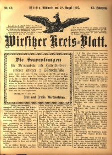 Wirsitzer Kreis-Blatt: herausgegeben vom Königlichen Landraths-Amte 1907.08.28 Jg.63 Nr69