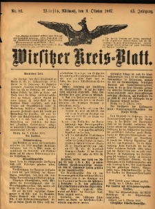 Wirsitzer Kreis-Blatt: herausgegeben vom Königlichen Landraths-Amte 1907.10.09 Jg.63 Nr81