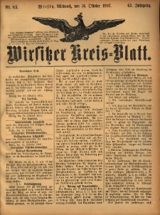 Wirsitzer Kreis-Blatt: herausgegeben vom Königlichen Landraths-Amte 1907.10.16 Jg.63 Nr83
