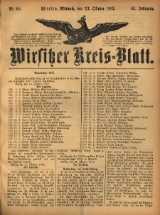 Wirsitzer Kreis-Blatt: herausgegeben vom Königlichen Landraths-Amte 1907.10.23 Jg.63 Nr85