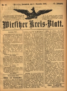 Wirsitzer Kreis-Blatt: herausgegeben vom Königlichen Landraths-Amte 1907.11.02 Jg.63 Nr88