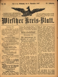 Wirsitzer Kreis-Blatt: herausgegeben vom Königlichen Landraths-Amte 1907.11.06 Jg.63 Nr89