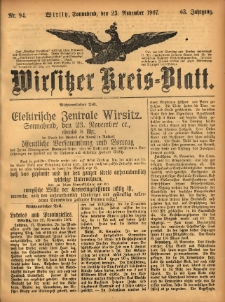 Wirsitzer Kreis-Blatt: herausgegeben vom Königlichen Landraths-Amte 1907.11.23 Jg.63 Nr94