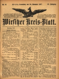 Wirsitzer Kreis-Blatt: herausgegeben vom Königlichen Landraths-Amte 1907.11.30 Jg.63 Nr96