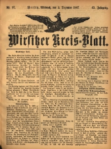 Wirsitzer Kreis-Blatt: herausgegeben vom Königlichen Landraths-Amte 1907.12.04 Jg.63 Nr97