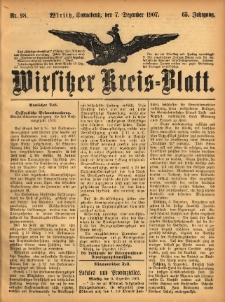 Wirsitzer Kreis-Blatt: herausgegeben vom Königlichen Landraths-Amte 1907.12.07 Jg.63 Nr98