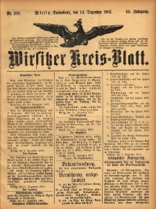 Wirsitzer Kreis-Blatt: herausgegeben vom Königlichen Landraths-Amte 1907.12.14 Jg.63 Nr100