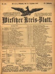 Wirsitzer Kreis-Blatt: herausgegeben vom Königlichen Landraths-Amte 1907.12.18 Jg.63 Nr101