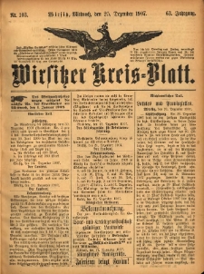 Wirsitzer Kreis-Blatt: herausgegeben vom Königlichen Landraths-Amte 1907.12.25 Jg.63 Nr103
