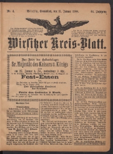 Wirsitzer Kreis-Blatt: herausgegeben vom Königlichen Landraths-Amte 1908.01.11 Jg.64 Nr4