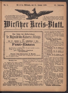 Wirsitzer Kreis-Blatt: herausgegeben vom Königlichen Landraths-Amte 1908. Jg.64 Nr5