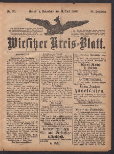 Wirsitzer Kreis-Blatt: herausgegeben vom Königlichen Landraths-Amte 1908.04.11 Jg.64 Nr30