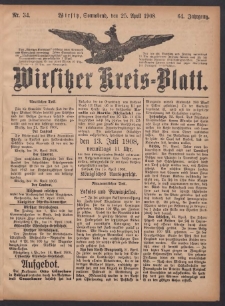 Wirsitzer Kreis-Blatt: herausgegeben vom Königlichen Landraths-Amte 1908.04.25 Jg.64 Nr34